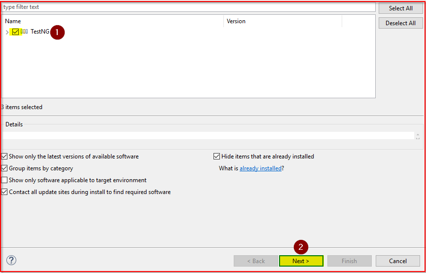 select TestNG,click next